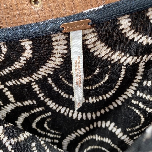 Free People Black and Cream Mini Bodycon Dress - Picture 6 of 7